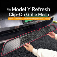 Filet de Grille Inférieure Avant Tesla Model Y Highland 2024 Anti-Insectes Noir Mat, Monobloc ou en Deux Parties