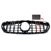 Calandre Panamericana Mercedes Classe C W206 2021-2023 Noir Brillant Barres Rouges Look Carbone