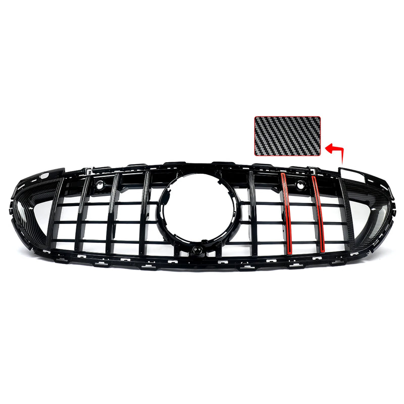 Calandre Panamericana Mercedes Classe C W206 2021-2023 Noir Brillant Barres Rouges Look Carbone
