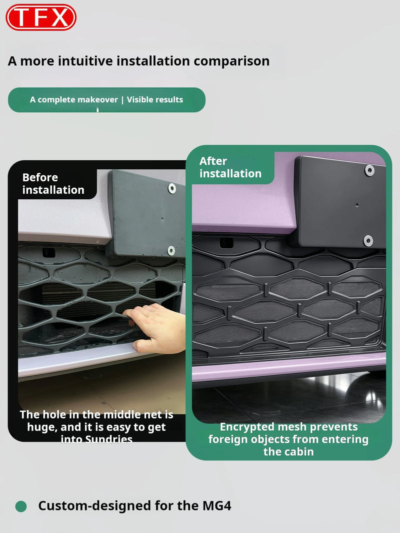 Filet Anti-Insectes Calandre MG4 EV Urban 2026-2027 Noir Mat avec Boucle Intégrée