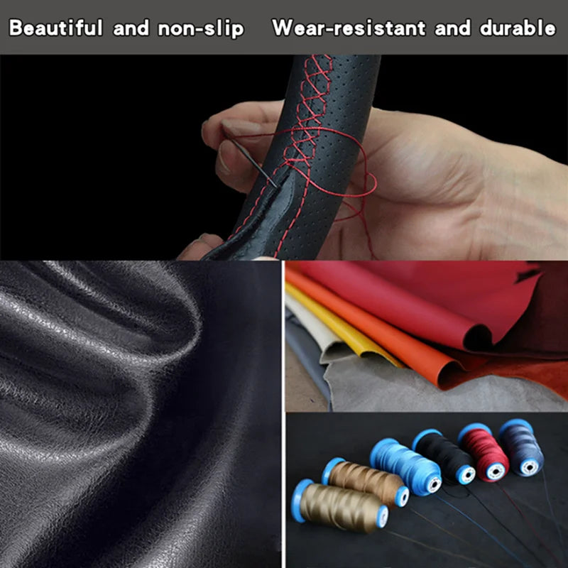 Couvre Volant Audi Q3, Q5, SQ5, Q7, SQ7, Q8 et SQ8, Cuir Véritable sur Mesure à Coudre, 11 Couleurs de Fil