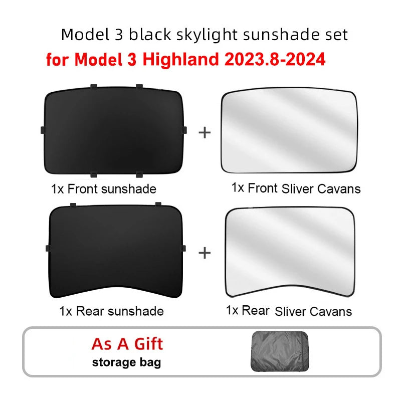 Pare-Soleil Tesla Model 3 Highland Toit Ouvrant, Pare-Brise et Vitres Latérales
