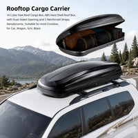 Coffre de Toit 370 L Rigide en ABS Aérodynamique Ouverture Double Face avec Serrure et 2 Sangles