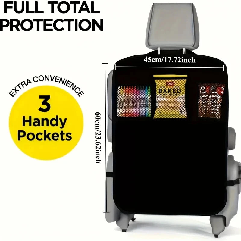Car Seat Back Organizer Kick-Proof Protection 3 Pockets