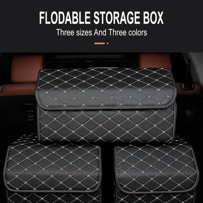 Boîte de Rangement de Coffre Voiture Cuir Matelassé