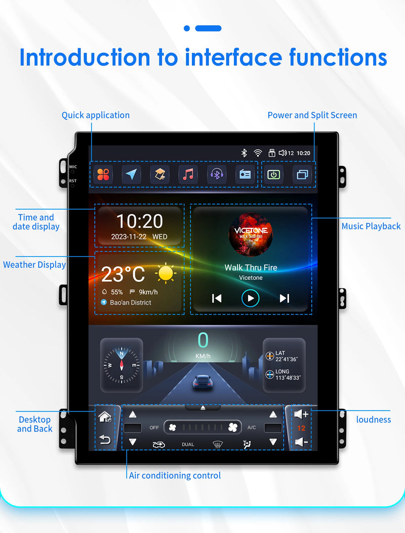 Autoradio Android Ford Ranger 2012-2015 Écran Vertical 9,7 Pouces CarPlay Sans Fil GPS DSP