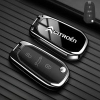 Étui de Protection Clé Citroën C1 C2 C3 C4 C5 C6 VTS Xsara C-Crosser Berlingo Jumpy Alliage de Zinc Noir ou Bleu