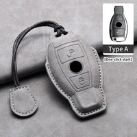 Étui de Protection Clé Mercedes Classe A B C E CLA GLC GLK W204 W205 W212 Cuir Velours