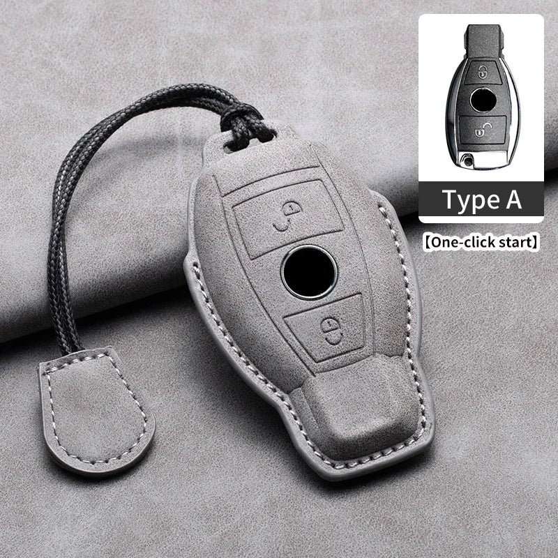 Étui de Protection Clé Mercedes Classe A B C E CLA GLC GLK W204 W205 W212 Cuir Velours