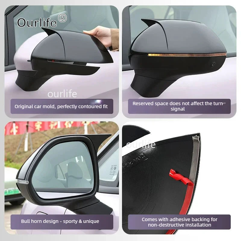 Coques de Rétroviseur MG4 EV Urban 2026-2027 Noir Style Cornes de Taureau