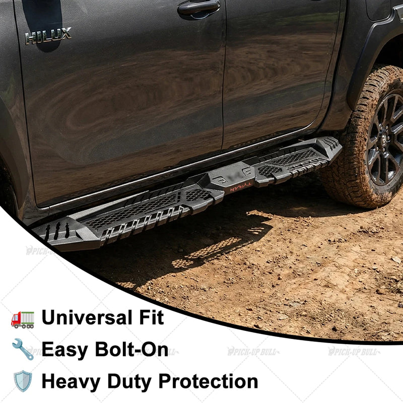 Marchepieds Latéraux Acier Toyota Hilux Revo Rocco Travo 2016-2026 Antirouille