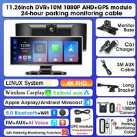 Dashcam Srnubi 11,26 Pouces 4K CarPlay Android Auto