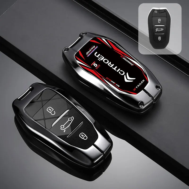 Étui de Protection Clé Citroën C3 C4 C5 Berlingo Picasso Alliage de Zinc Blanc ou Noir