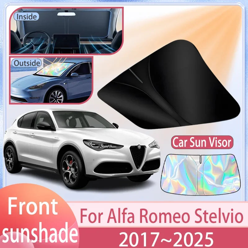 Pare-Soleil Pare-Brise Alfa Romeo Stelvio 2017-2025 Holographique Anti-UV Pliable avec Pochette