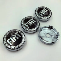 Cache-Moyeux Fiat 60mm Emblème Argent et Noir — gros plan