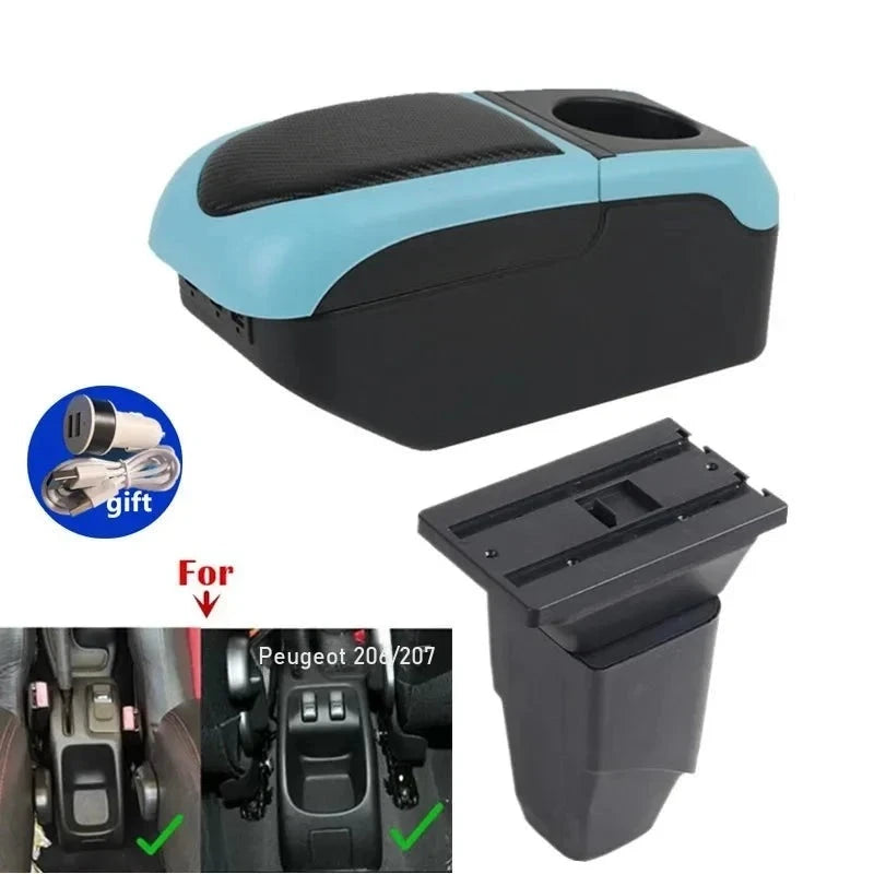 Mittelarmlehne Peugeot 206 und 206 CC mit USB-Ladegerät — Montagebeispiel