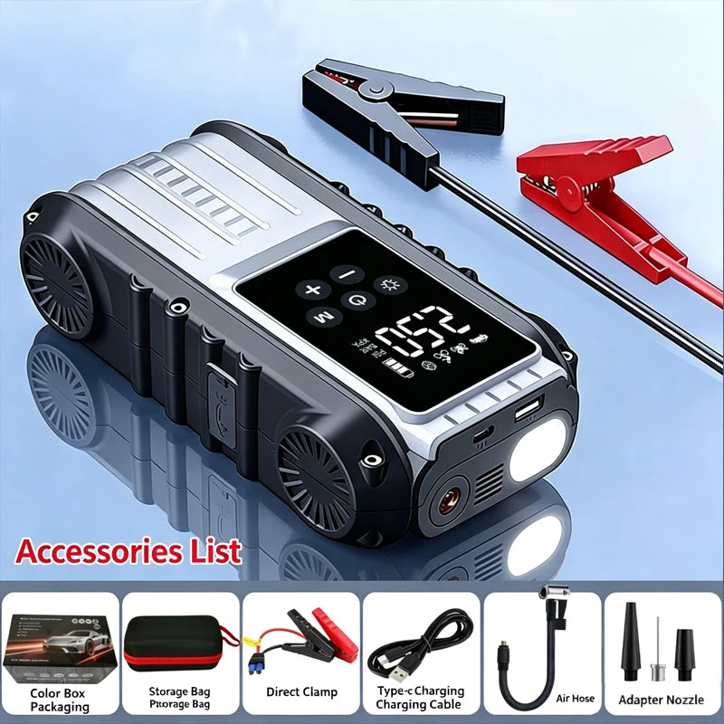 Booster de Batterie Voiture 1800A 12V avec Compresseur Intégré