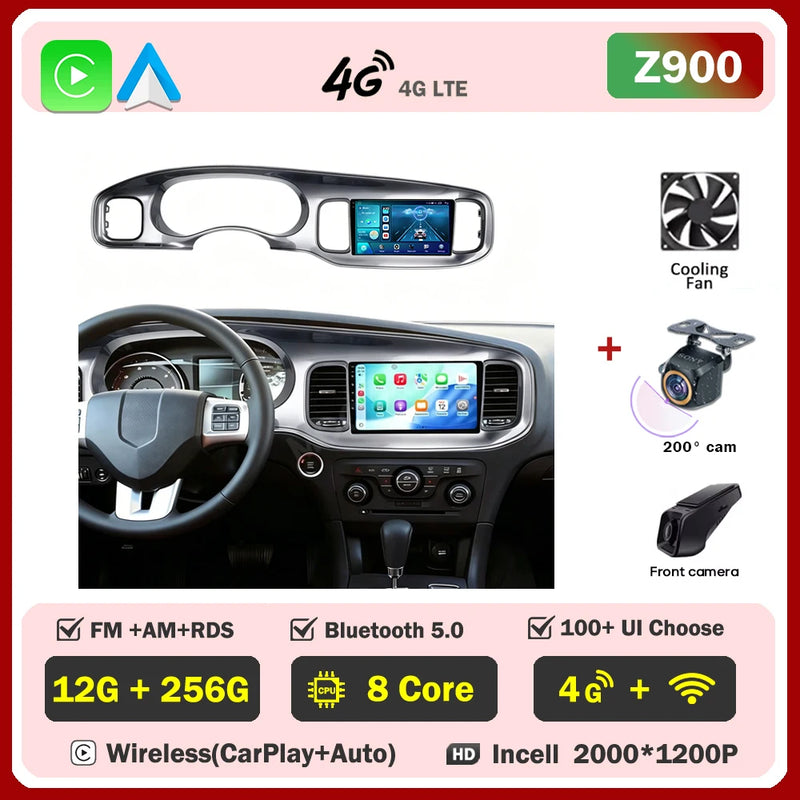 Autoradio Android Dodge Charger 2011-2014 Écran QLED 9 pouces CarPlay GPS Navigation