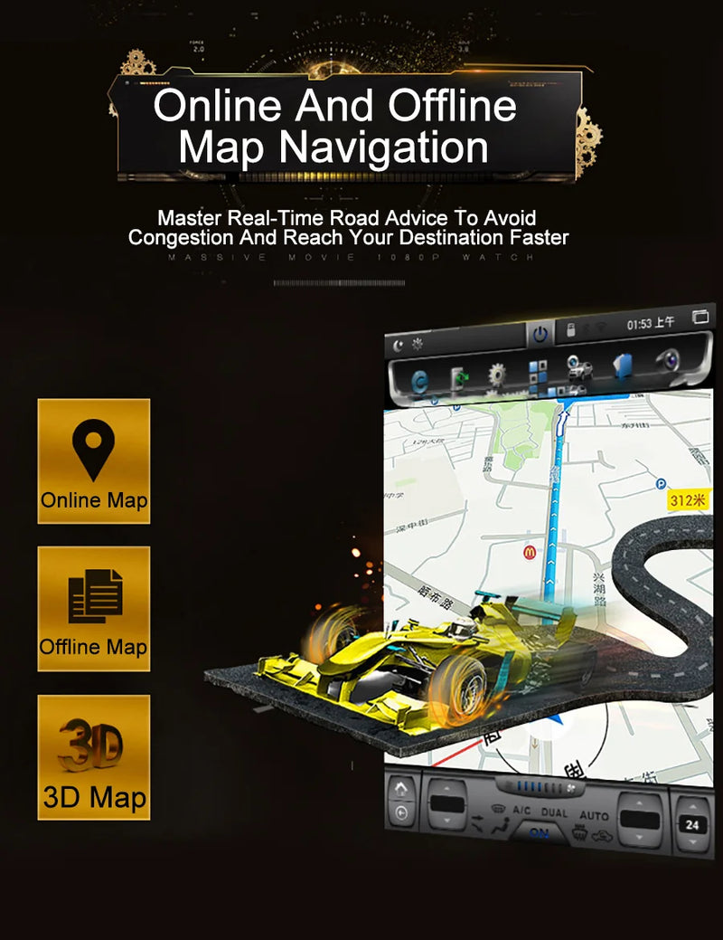 Autoradio Android 14 Écran Vertical 12,1 Pouces Maserati Quattroporte 2004-2012 CarPlay GPS