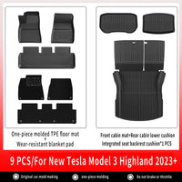 Tapis de Sol Tesla Model 3 Highland 2024-2026 TPE Ensemble 3 à 12 Pièces Simple ou Double Couche