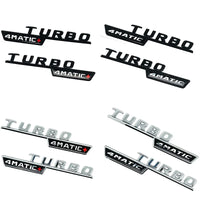 Emblèmes Turbo 4Matic Mercedes d'Aile, Paire A45, CLA45, GLA45, GLE53, Noir Brillant ou Chrome