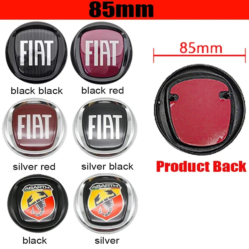 Emblème Logo Fiat 500 Panda Tipo Abarth Strada 600 500L Mobi en ABS 75 85 95 100 120 mm Avant et Arrière