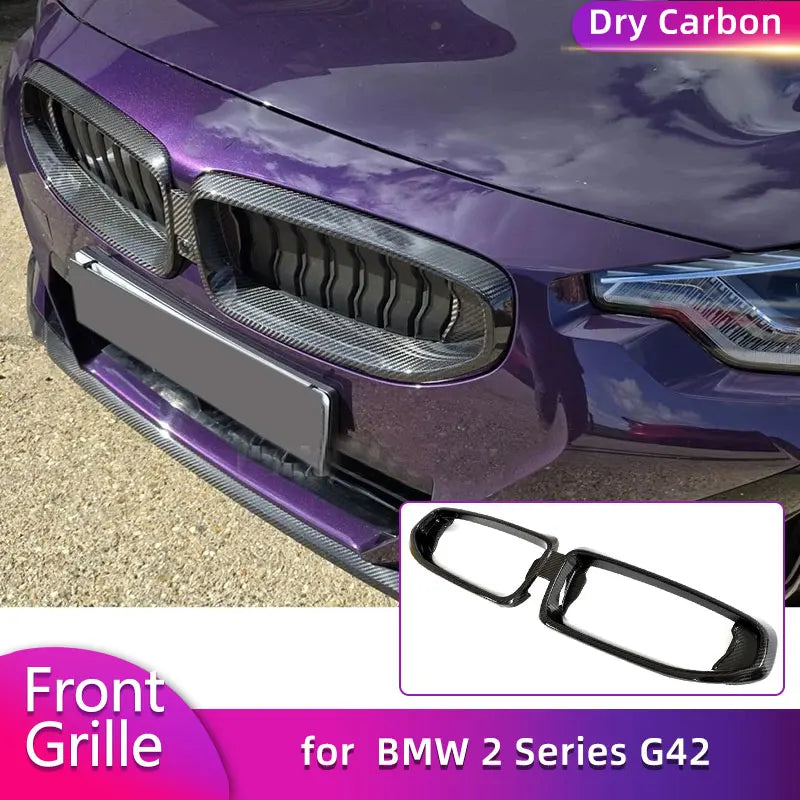 Cadre de Calandre en Carbone Préimprégné BMW Série 2 G42 Coupé M240i 2021-2024 Noir Brillant