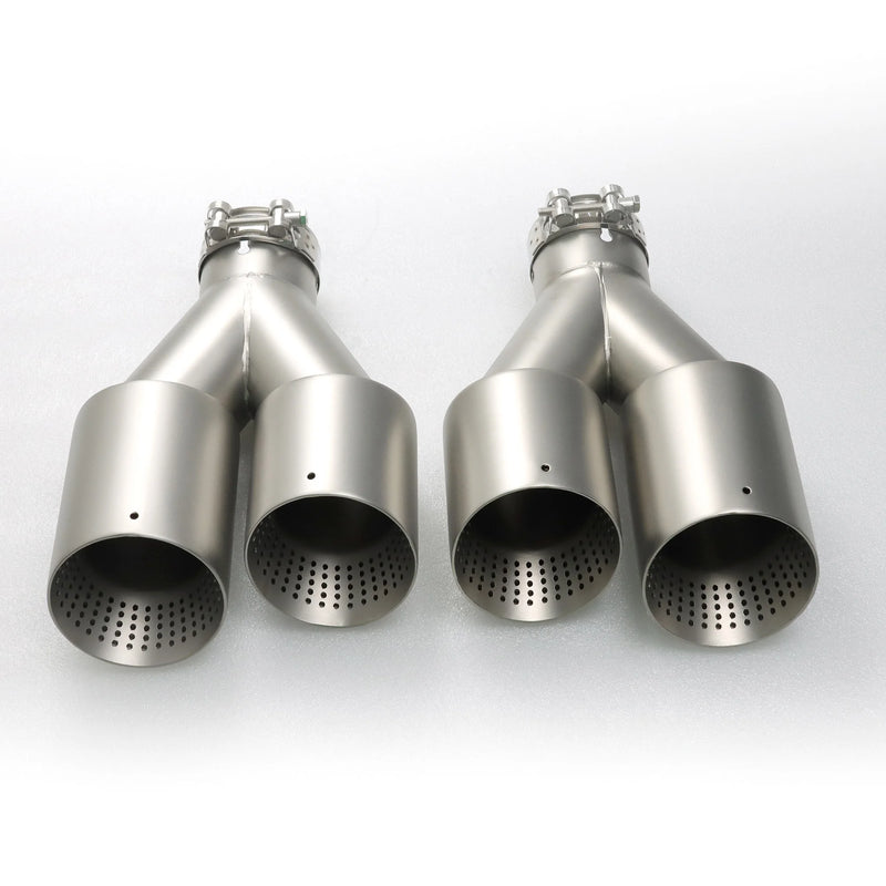 Embout d'Échappement Double Sortie Aspect Titane Mat Universel