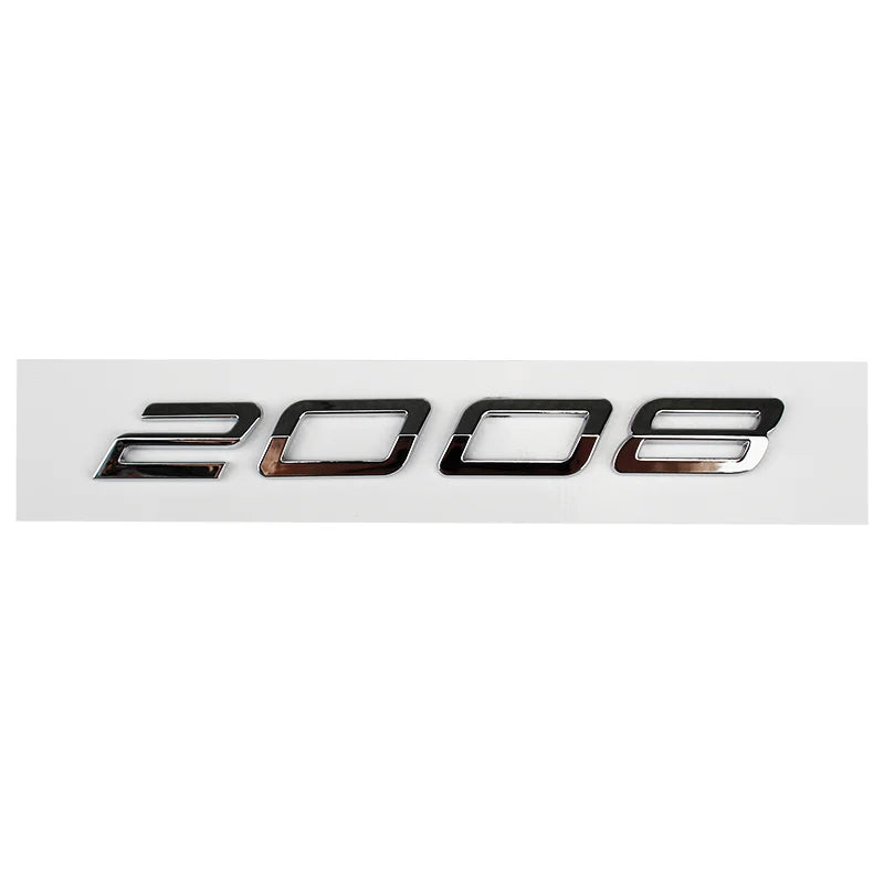 Logo Peugeot 2008, 3008, 4008 et 5008 en ABS 3D, Emblème Chiffres de Coffre 2023-2025, Noir Brillant, Gris Foncé ou Chrome