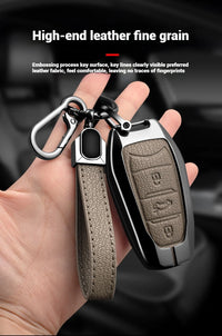 Étui de Protection Clé Peugeot Citroën Cuir et Alliage 207 307 308 407 607 807 C2 C3 C4 C5 C6 C8