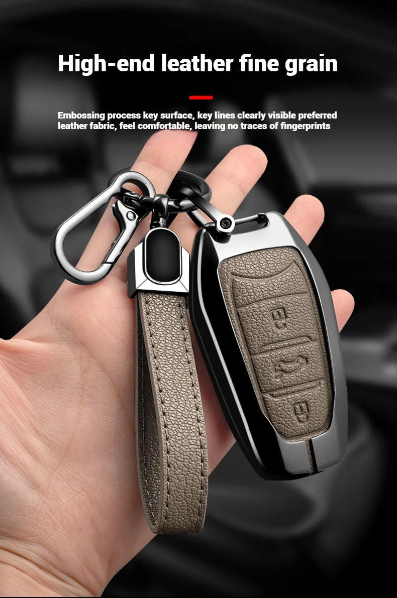 Étui de Protection Clé Peugeot Citroën Cuir et Alliage 207 307 308 407 607 807 C2 C3 C4 C5 C6 C8