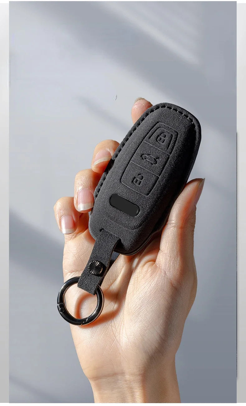 Coque de Clé Audi en Daim A3 A4 A5 A6 A7 A8 Q3 Q4 Q5 Q8 Étui de Protection Télécommande Type A, B ou C