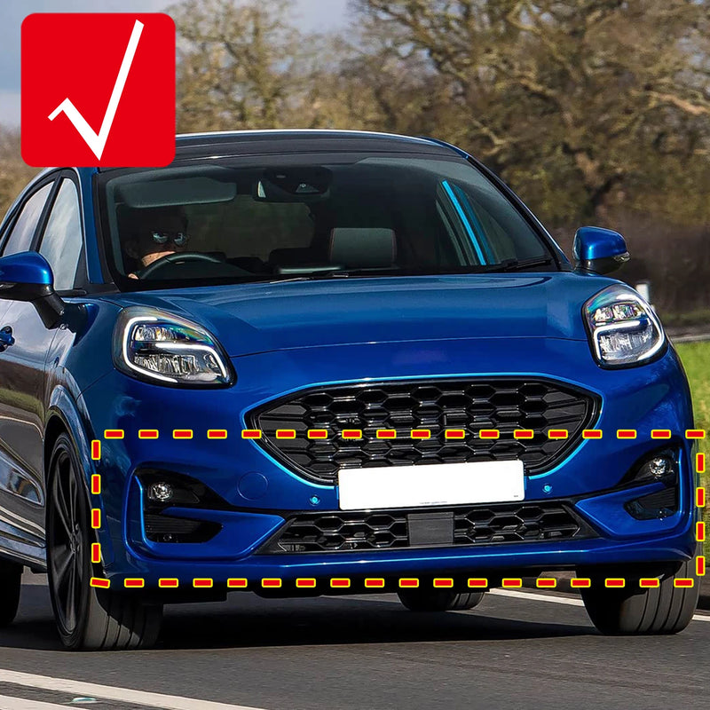 Calandre Ford Puma 2019-2023, Entourages de Feux de Brouillard Aspect Carbone ou Noir Brillant