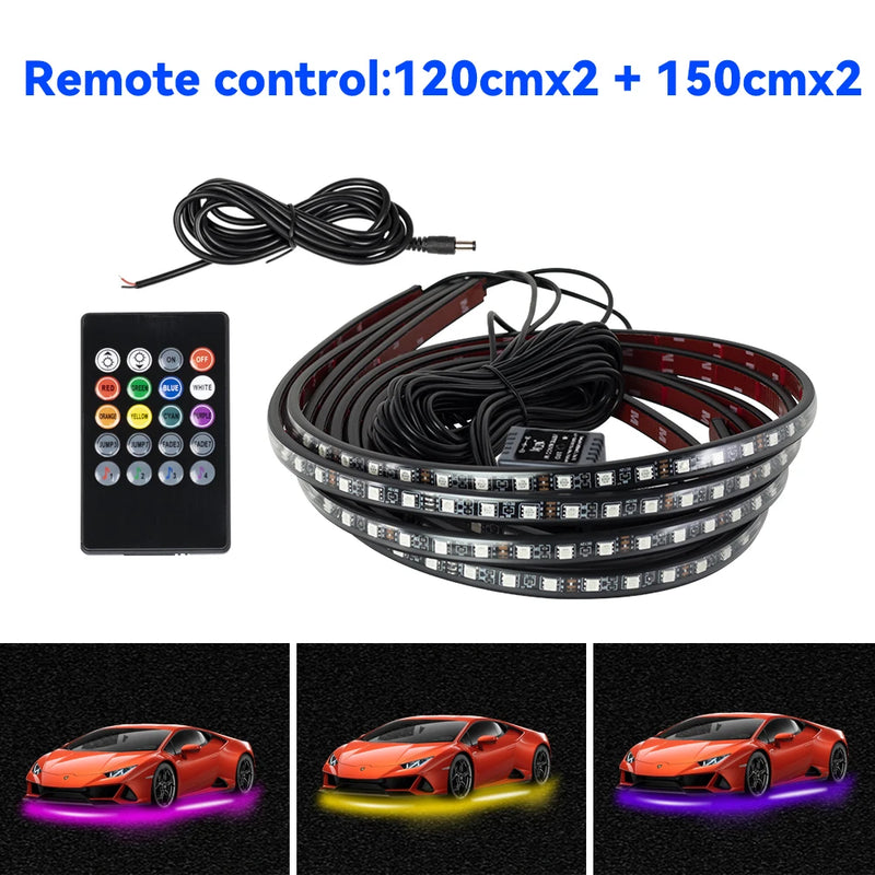 Éclairage d'Ambiance Néon RGB Flexible Sous Châssis Voiture