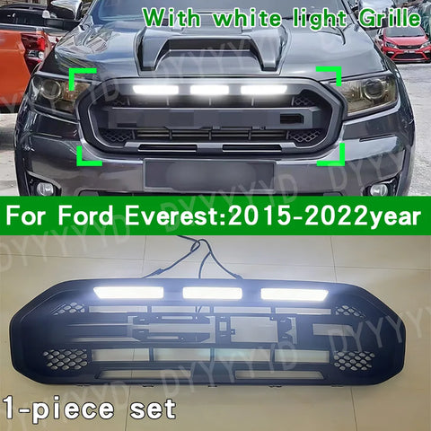 Ford Everest 2015-2022 Matte Black LED Grille with White or Amber Lights