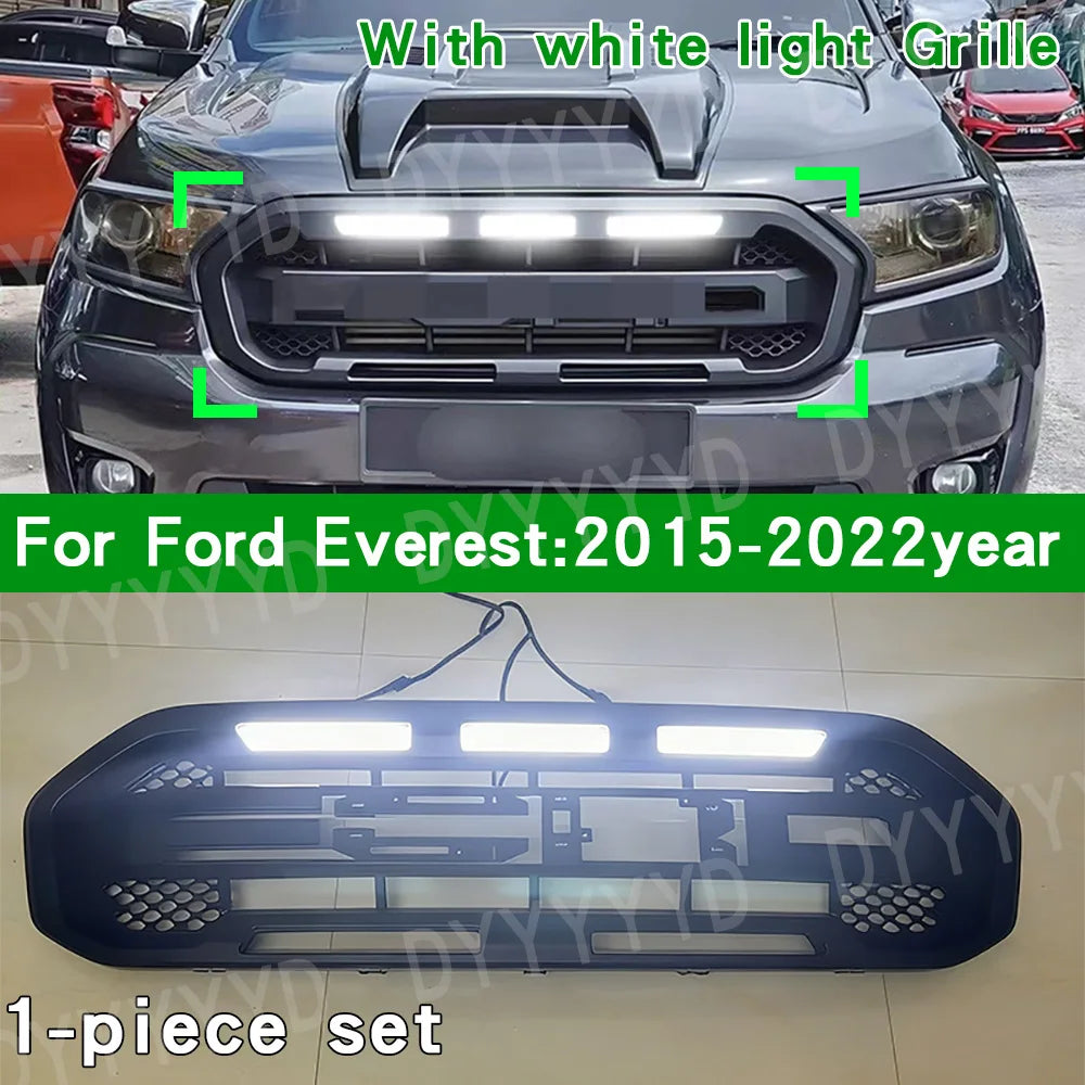 Ford Everest 2015-2022 Matte Black LED Grille with White or Amber Lights