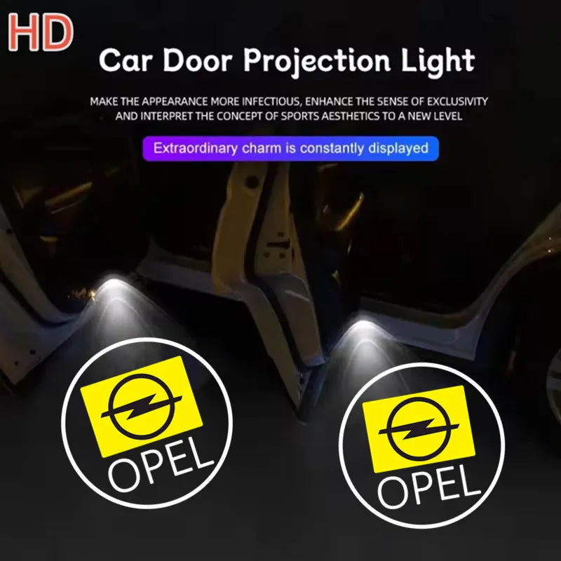 Projecteur Porte Opel Sans Fil, Lot de 2, Insignia Astra Mokka Vivaro OPC, 3 Motifs