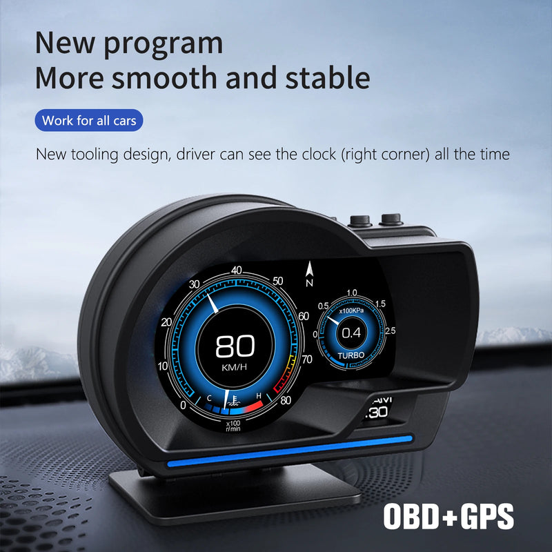 Affichage Tête Haute OBD2 GPS Voiture Écran LCD