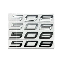 Logo Peugeot 208, 308, 408, 408X, 508 et 508L en ABS 3D, Emblème Lettres de Coffre Noir Brillant, Argent ou Gris