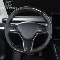 Couvre Volant Tesla Model 3 2017-2023 et Model Y 2020-2024 en Fibre de Carbone, Partie Haute ou 2 Pièces