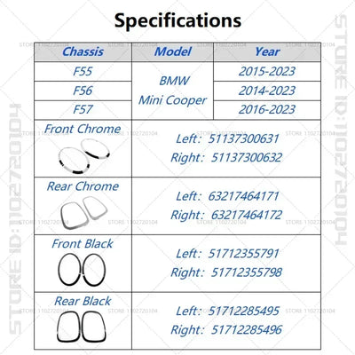 Cerclage d'Optique Mini Cooper F55 F56 F57 2014-2023