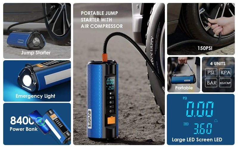 Booster de Batterie Voiture TS03 avec Compresseur d'Air et Lampe