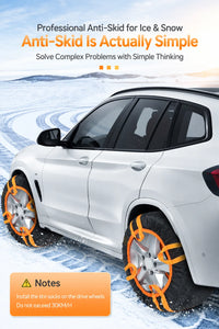 Chaussettes à Neige Voiture Antidérapantes Bandes Réfléchissantes et Boucles de Traction
