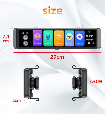 Dashcam Miroir 12 Pouces 4 Objectifs 4K Kit Câblage