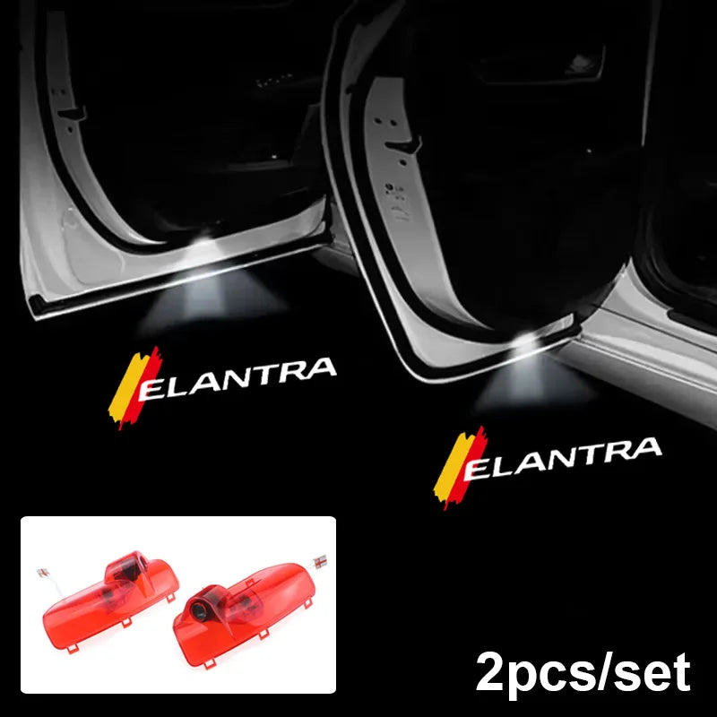 Projecteur Porte Hyundai Elantra 2008-2015, Lumière de Bienvenue LED, Lot de 2, 7 Motifs