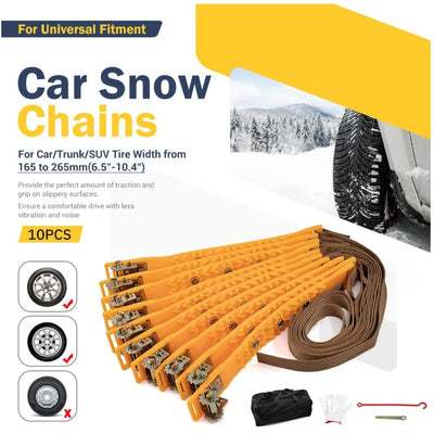 Chaînes à Neige Voiture 10 Pièces avec Gants et Sacoche