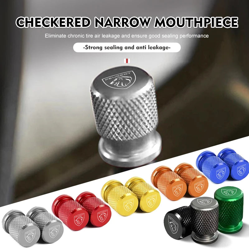 Bouchons de Valve Peugeot 208, 2008, 308, 3008, 5008, 508, Aluminium Anodisé, Lot de 4, 7 Couleurs