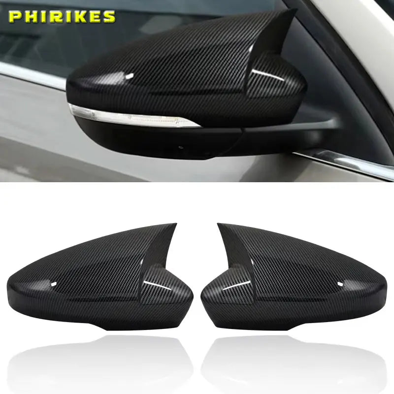 Coques de Rétroviseur Skoda Octavia 3 2013-2019 et VW T-Roc T-Cross 2018-2021 Style Bec, Aspect Carbone ou Noir Brillant