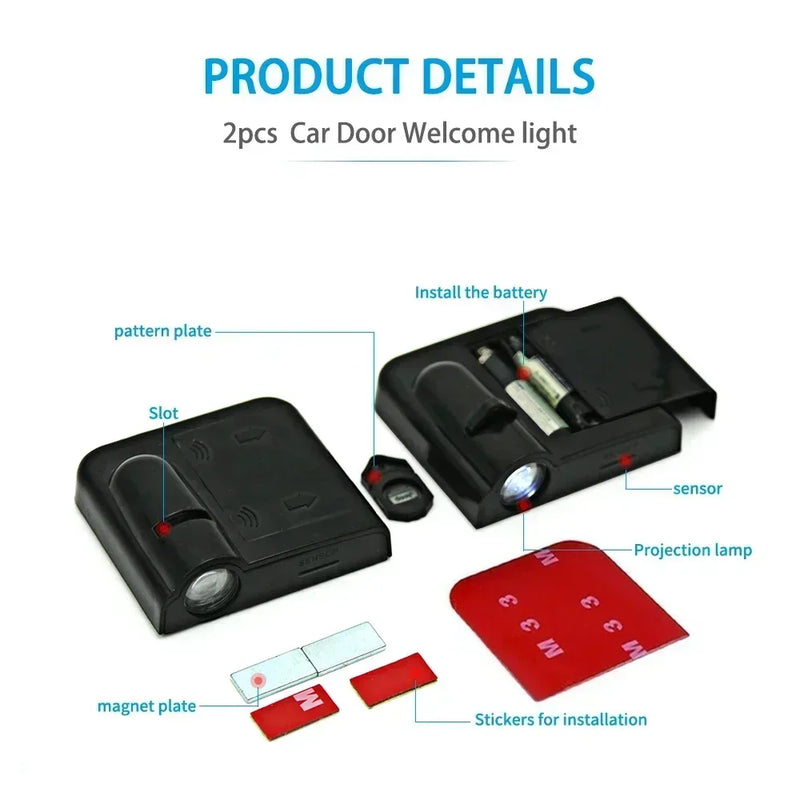 Projecteur Porte Seat Sans Fil, Lot de 2, Ibiza Leon Ateca Arona FR Cupra, 6 Motifs