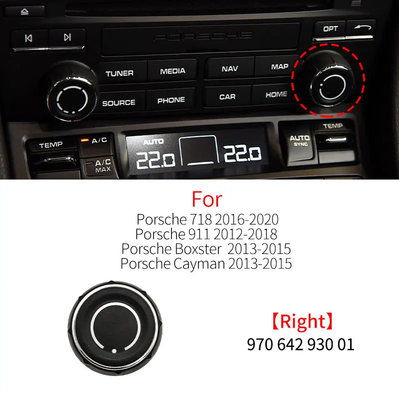 Bouton de Commande Multimédia Porsche 718 911 Boxster Cayman — exemple de montage
